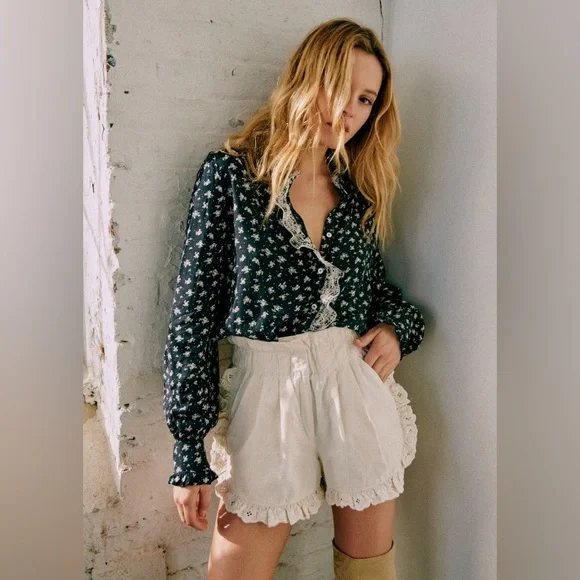 Sézane x SEA NY Chlo Shirt in Navy Floral Pattern FR 40 / US 8 - Picture 4 of 16